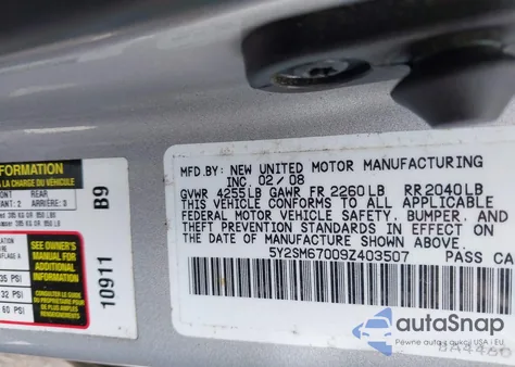 2009 Pontiac Vibe z USA, uszkodzony, nr VIN 5Y2SM67009Z403507